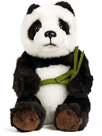 Uni-Toys - Pandabär mit Blatt, sitzend - 17 cm (Höhe) - Plüsch-Bär, Panda - Plüschtier, Kuscheltier