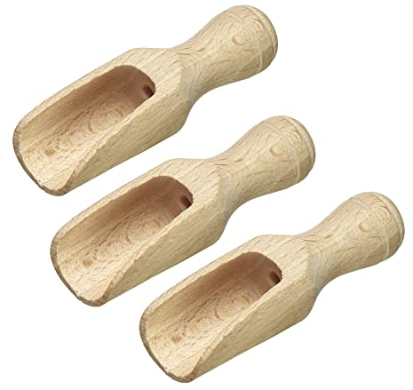 Westmark Lot de 3 pelles à épices - Volume de remplissage : 2 g (farine)/3 ml - Bois de hêtre - Mini marron clair - 91932270