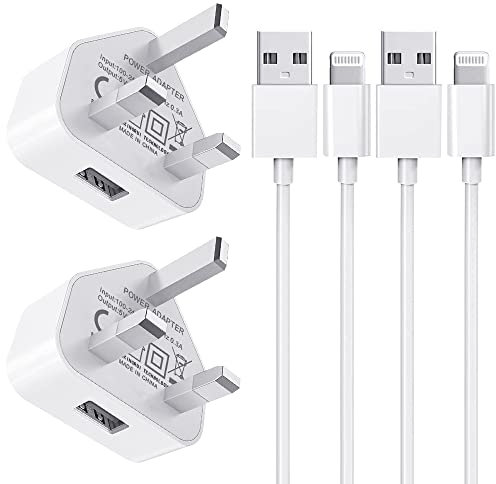 iPhone Charger Plug and Cable 【Apple MFi Certified】 2 Pack USB Charger Plug and 1M Lightning Cable Power Adapter Compatible with iPhone 14/13/12/SE/11/XS/XR/X/8/7/iPad/iPod Support all iOS Systems