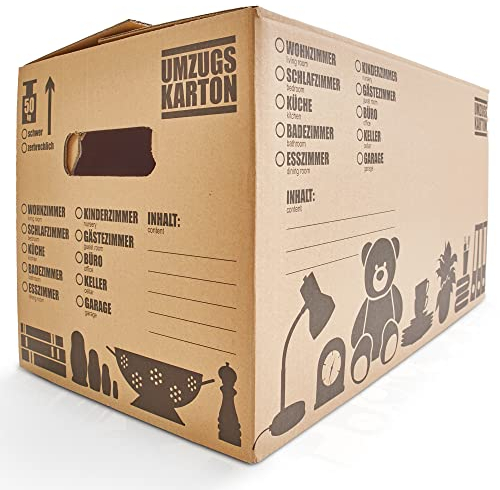 ONBEST Premium Umzugskartons – Design Edition – doppelwellig – 600 x 328 x 340 mm große, extra stabile Kartons für jeden Umzug bis 50 kg belastbar – 10, 20 oder 30 Stück – Inkl. Versandkarton (10)