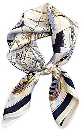 LumiSyne Foulards En Soie Femme Écharpe Carré 70×70cm Rétro Imprimé Motif Géométrique Chaîne Lettres Légers Satin Petits Écharpe Fichu Cravate Bandanas Foulard Cheveux Bandeau Au Poignet