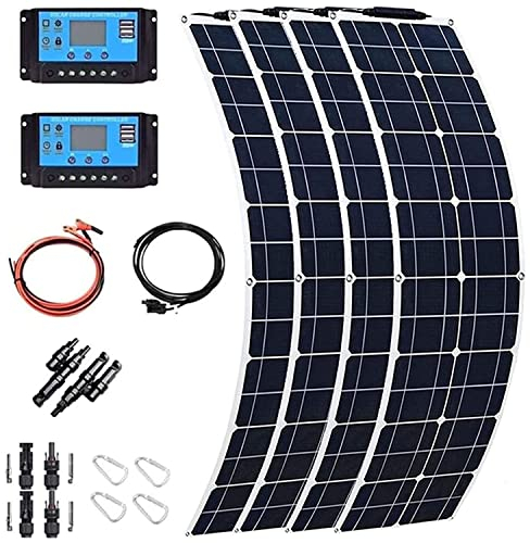 GEHPYYDS 400W 600W 800W 1200W Flexible Solar Panel System Kit,Monocrystalline Solar Panel Photovoltaic Module for 12-24V Battery Charging, with 40A Charge Controller,for Home, Camping,800W