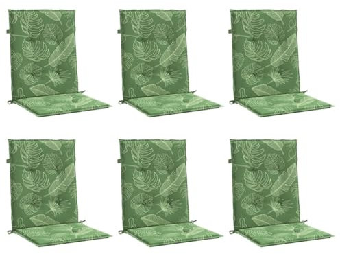 vidaXL Niedriglehner Auflage 6 STK., Sitzkissen für Gartenmöbel Hocker Ottomanen, Wasserabweisendes Sitzpolster, Sitzauflage Stuhlauflage, Blattmuster Stoff