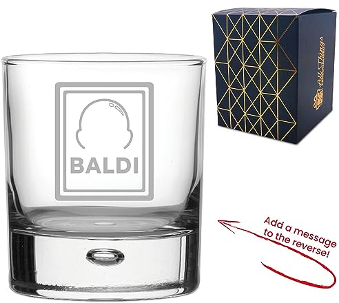 Verre à whisky personnalisé avec motif Baldi, ajoutez un message personnalisé à l'envers, coffret cadeau inclus, gravure au laser, cadeau pour papa, grand-père, collègue, départ à la retraite