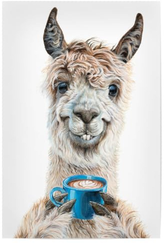 artboxONE Poster 60x40 cm Tiere Lama Latte hochwertiger Design Kunstdruck - Bild tiere humor kaffee