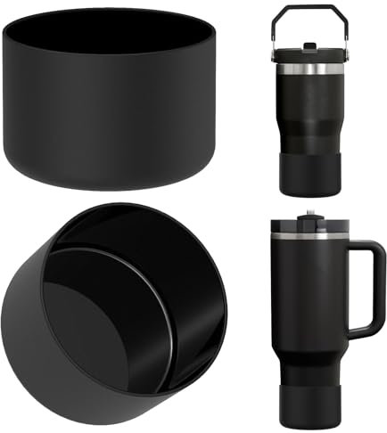 Linkidea Lot de 2 bottes pour bouteille d'eau compatibles avec Stanley Quencher H2.0 20 oz/30 oz/40 oz, IceFlow Flip Top 20 oz/30 oz, protecteur de base de bouteille d'eau, coussin (Noir)