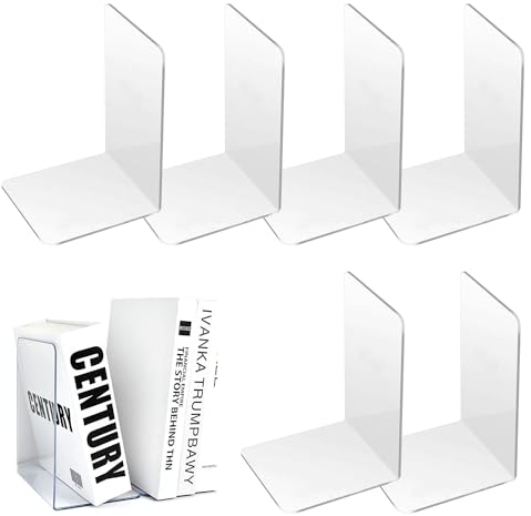 6 Pièces Acrylique Serre-Livres, Transparent Cale Livre, Réutilisable Serre-Livre, Serre Livre Transparent, Cale Livre Etagere Convient aux écoles Bibliothèques Bureaux Librairies Etude (10x10x13cm)