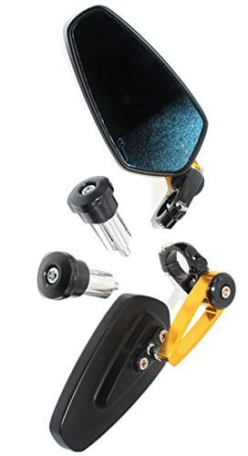 CNC Motorrad Aluminium Lenkerendenspiegel Seitenrückspiegel Lenkergriffe Für SUZUKI GSXS GSX-S 125 150 750 1000 F (Color : Mirror-Gold)