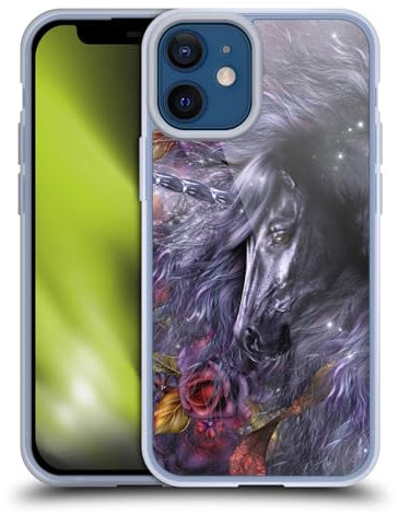 Head Case Designs Offizielle Laurie Prindle Blau- Rosa Einhorn Fantasiepferd Softgelhülle Kompatibel Mit Apple iPhone 12 Mini Und Kompatibel Mit Magsafe Zubehör