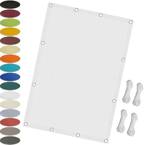 Vela Ombreggiante Impermeabile, 4 x 9 m Resistente Ai Raggi Uv,Antivento, Vela Parasole Rettangolare,Telo Ombra Lavabile, con Fune,Pes, per Giardino, Balcone, Piscina, Bianco