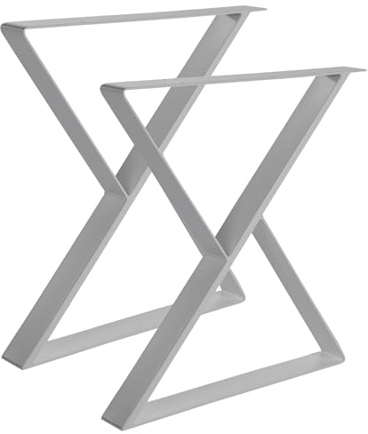 Magnetic Mobel Lot de 2 patins de table en métal - Pieds de table industriels en noir blanc et acier brut - Toutes les tailles pour table à manger, bureau, table basse et banc - Profil : 8 x 2 - Forme