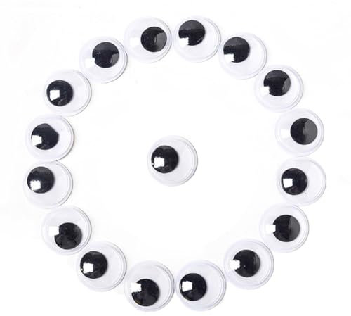 200 Stück Selbstklebende Wackelaugen, 20mm Kulleraugen Selbstklebend, Kunststoff Augen zum Basteln,Puppe Augen, Schwarze Wackelaugen, Bastelaugen, Wiggle Googly eyes für DIY Kunsthandwerk Dekoration