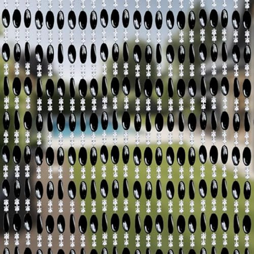 Trente Rideau à perles duo - Moustiquaire pour fenêtre - Différentes tailles et couleurs - Pour porte de balcon - Avec perles anti-insectes - Noir - 100 x 225 cm
