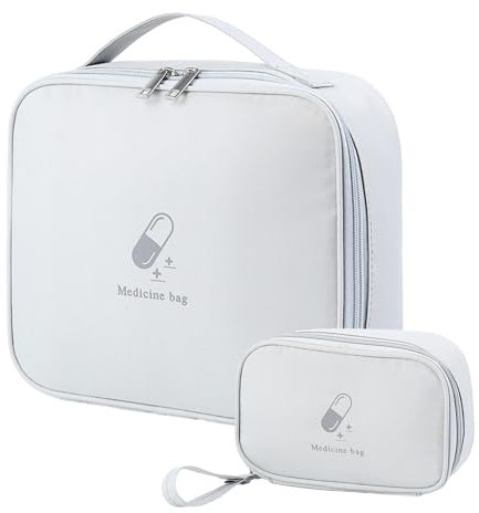 CPYJW 2 Stücke Medikament Tasche, Pillen Box Organizer Tragbarer Klein Medizinhalter Erste Tragbare Mini Erste-Hilfe Sets für Outdoor Sports Home Camping Wandern (Grau)