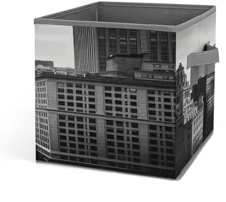 YKUDBN Faltbare Aufbewahrungsbox, Schwarz und Weiß, New York-Druck, faltbare Aufbewahrungsbehälter mit Griffen, langlebiger und stilvoller Organizer für Schrank, Regale, Schlafzimmer