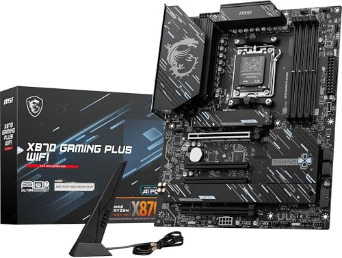 MSI X870 Gaming Plus WiFi Placa Base ATX - Procesador AMD Ryzen 9000/8000 / 7000, AM5-60A SPS VRM, DDR5 Memory Boost 8200+ MT/s (OC), PCIe 5.0 x16 & 4.0 x16, M.2 Gen5, Wi-Fi 7, 5G LAN