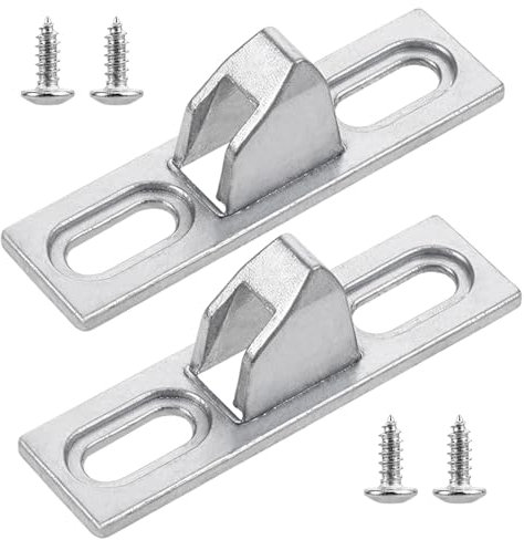 2 Pcs Sliding Door Keeper Patio Sliding Door Keeper Sliding Glass Lock Retainer with mounting Screws Sliding Door Latch Replacement Sliding Door Hardware for Various Sliding Patio Door Silver