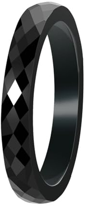 Keramik Ringe, Ringe Damen 3mm Ring mit Rautenmuster Eheringe Weiß/Schwarz Herren Elegant Schmuck