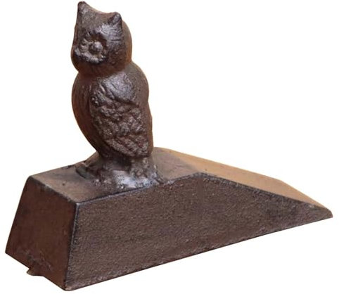 GTPBAO Cast Iron Door Stopper, Sign with Owl, Heavy Duty Rustic Door Stop Wedge for Carpet, Tile, Concrete or Wooden Floor