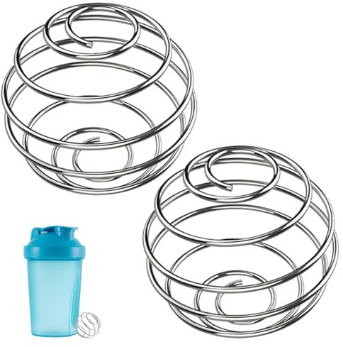GZSYWZ 2 Pieces Protein Shaker Mixer Ball - Stainless Steel Bottle Mixer Ball Wire Whisk Mixing Balls for Protein Shakes Formula, 54 * 45mm × 2 Pieces