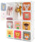 DREAMADE Kinderkleiderschrank mit 8/12 Würfeln, Kinder Kleiderschrank Regalsystem aus Kunststoff, Kinderschrank mit Türen & Kleiderstange für Kinderzimmer, 110x37x145cm (12 Würfeln-Tier-Weiß)