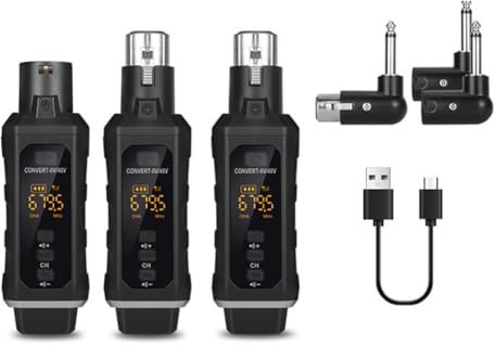 Knoruley Adaptador XLR de Condensador de 48 V, Transmisor y Receptor de Micrófono Inalámbrico para Mezclador de Audio de Guitarra y Micrófono Dinámico