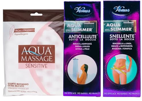 SET AQUA SLIMMER: Crema ANTICELLULITE Sotto La Doccia 200ml + Crema SNELLENTE Sotto La Doccia 200ml + Guanto Massaggio In Spugna, Extra Delicato