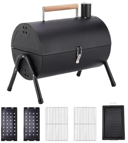Barrel Grill, Holzkohle Im Freien BBQ Grill, Barrel BBQ, Camping -Grillraucher, Leichte Belüftete Grillfässer Für, Hinterhof, Zuhause, Balkon, Camping, Terrasse, Picknick