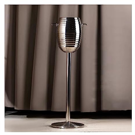 Beverage Tub Champagne Ice Bucket with Stand, Wine with Stainless Steel 5L Standing for Party Bar Ktv Wedding Club BBQ Home (Silver)