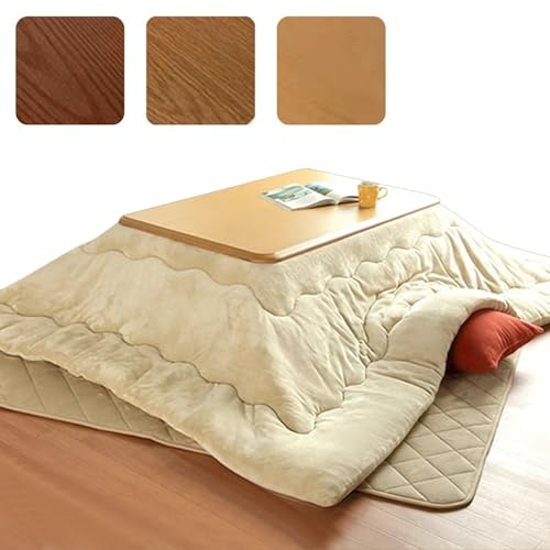Japanischer Kotatsuu Heiztischmit Decke und Heizung Temperatur Regulierbar Futon-Tisch für Wohnzimmer/Schlafzimmer, für Vier Jahreszeiten(Light Brown,80 x 80 x 40 cm)