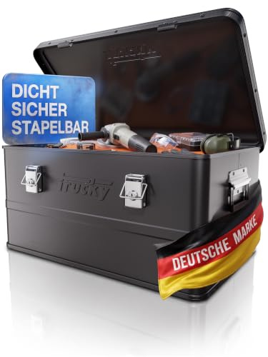 Trucky Aluminium Box mit Deckel Schwarz 65L Alukiste Kiste Abschliessbar