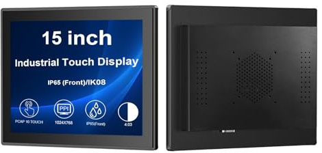 VSDISPLAY Monitor touchscreen industriale da 15 pollici 1024x768 350 nits | protezione IP65,touch a 10 punti, ampia gamma di temperature, alloggiamento in lega di alluminio