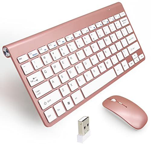 Whisper-Quiet Compact Keyboard and Mouse Combo – Ultra-Silent Wireless Keyboard and Mouse Set for Laptop, PC, Mac & Windows – Ergonomic, Portable, Plug-and-Play 2.4GHz Combo