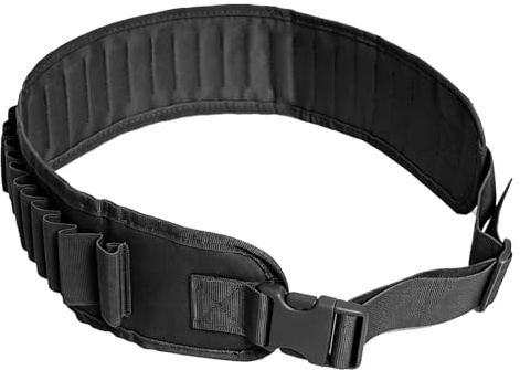 Bandoliera per 24 Bossoli da Fucile, Cintura Porta Munizioni Tattica Calibro 12G per Outdoor, Regolabile Adatta Ai Calibri 12 e 16(Black)