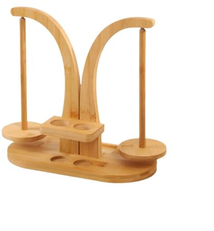 Gettimore Doppelspindel aus Holz für Garn Spinner, glatte Rotation Halter zum Stricken und Häkeln, verhedderungsfreier Fadenorganizer (Holzfarbe)