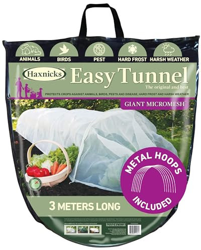Haxnicks Giant Easy Tunnel Micromesh Garden Tunnel | Rready To Use Fold Out Design Ultra Fine Netting Garden Tunnel | Garden Pests Aphids Black Fly | L300 x W60 x H45 cm Gtun050101