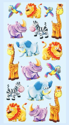 CREApop® Softy-Sticker Tiere Afrika,Bogen 17,5 x 9 cm