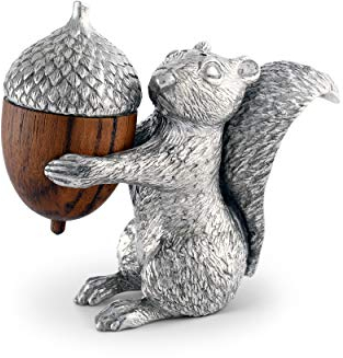 Vagabond Maison en étain écureuil avec Acorn Salière et poivrière en bois – 7,6 cm de hauteur