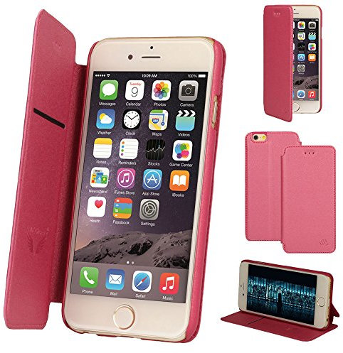 TECHGEAR iPhone 6s, iPhone 6 Svelte Case, Stylish Slim Folio Protective Case Cover with Card Slot & Stand in Metallic Inspired Colours Compatible with Apple iPhone 6s, iPhone 6 4.7 (Pink)