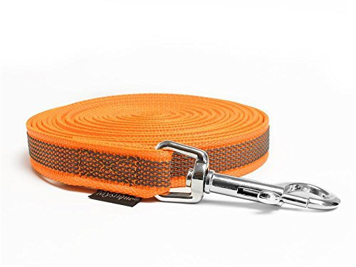 Mystique® Gummierte Schleppleine 12mm mit Handschlaufe Standard Karabiner neon orange 20m