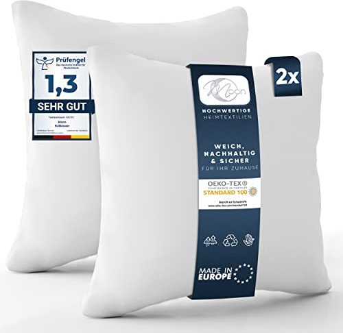 Moon 2er Pack Nonwoven Füllkissen, Innenkissen, Sofakissen ca. 45x45cm - 370g mit gekräuselter Hohlfaser (fest)