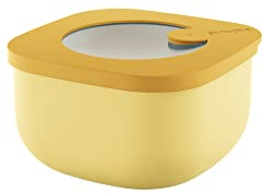 Guzzini - Kitchen Active Design, STORE&MORE, Recipiente Hermético Bajo para Frigorífico/Congelador/Microondas (S) - Ocre, 12,2 x 12,2 x h6,8 cm | 450cc - 170700165