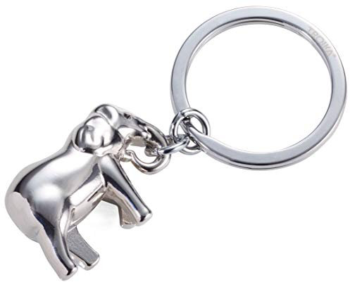 TROIKA Schlüsselanhänger Elefant Eddie – nimmt den Schlüssel sicher an den Rüssel – Metallguss – verchromt – silberfarben