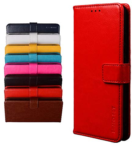 BRAND SET Schutzhülle für Nokia 2.3 Handyhülle Brieftasche Kunstleder mit Magnetverschlussverriegelung und Stent-Funktion Geeignet Flip Handyhülle für Nokia 2.3(Rot)