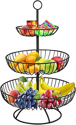3 Tier Metal Fruit Basket, Fruit Basket Stand, Fruit Holder for Storage Basket, Bread Basket and Fruit Basket in Your Kitchen, Living Room