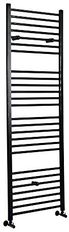 MILANO Black Straight Bar Heated Towel Rail 1800 x 600mm | Steel Construction. Generous Heat Output. Contemporary Style. Straight Bar Design. Central Heating Operation.