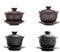 Gaiwan aus Lehm Chinese Gaiwan vier Tassen aus Yixing Ton Zisha Gaiwan Gaiwan Teetasse lila Sand Gaiwan einzigen Satz Tee Tee-Set 4 Stück,4pack