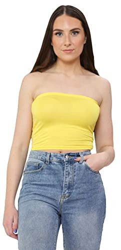 Hamishkane® Strapless Top Stretchy Bandeau Boobtube Crop Tops for Women UK | Boob Tube Strapless Top, Comfort Fit Flexible Stretch Material, Body Hugging Crop Top, Casual Summer Evening Wear Womens Tops