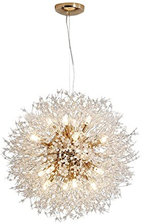 Puhui Modern Kronleuchter Kristalle, Modern Creative Feuerwerk Lampe Sputnik Hänge Leuchten, Löwenzahn Deckenlampe Höhenverstellbar, G9 Fassung Pendelleuchte für Schlafzimmer, Wohnzimmer, Esszimmer