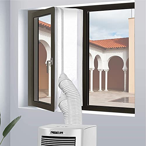 LZQpearl Fensterdichtung Klimaanlage, Fensterdichtung Für Tragbare Klimaanlage Und Trockner Mit Klebeband Und Reißverschluss, Kein Bohren Von Löchern Erforderlich (500cm,2 Vents)